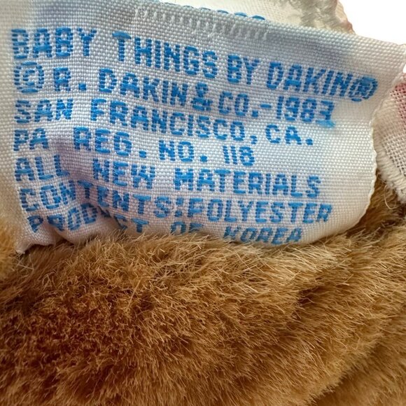 Vintage 1st Christmas Teddy Bear By Dakin 1983 White Red Dress Bonnet Babys - Picture 3 of 12